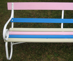 Candy stripe vintage multicoloured garden bench