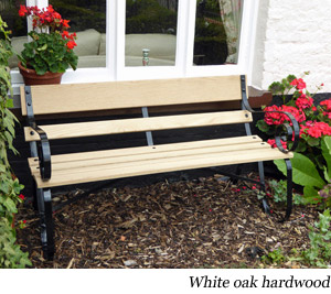 Bespoke garden bench handmade in wrought iron and hardwood, made to order, any size