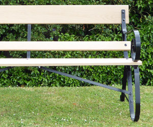 Hardwood oak and wrought iron garden bench