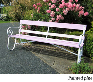 Pink garden bench seat handmade in wrought iron and wood,any size